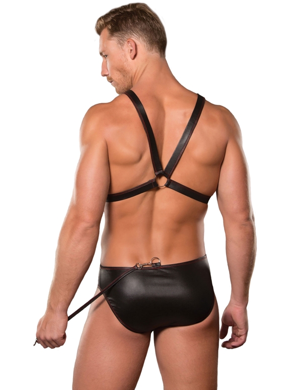 Mens Ring Harness & Thong ALT2 view Color: BK