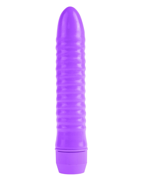Neon Purple Ribbed Rocket Vibrator default view Color: PR