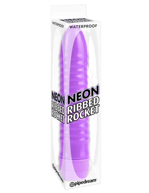 Neon Purple Ribbed Rocket Vibrator ALT2 view Color: PR