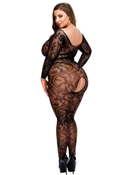 Alternate back view of LONG SLEEVE CROTCHLESS BODYSTOCKING