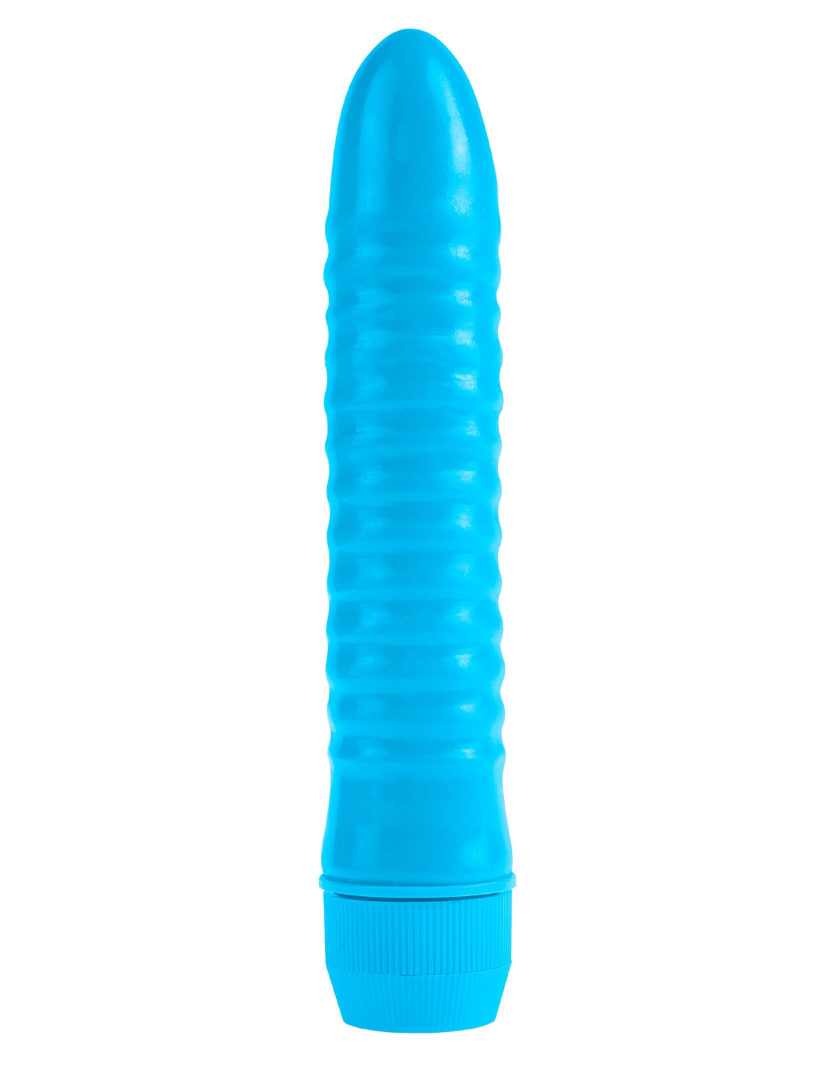 alternate image for Neon Blue Ribbed Rocket Vibrator