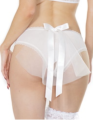 Front view of CROTCHLESS BRIDAL VEIL PLUS SIZE PANTY