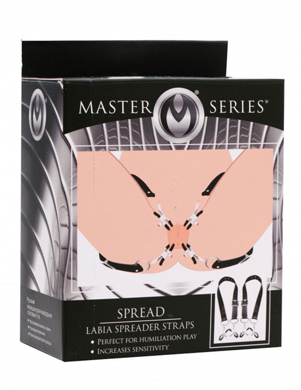 Master Series Labia Spreader Straps With Clamps ALT3 view Color: BK