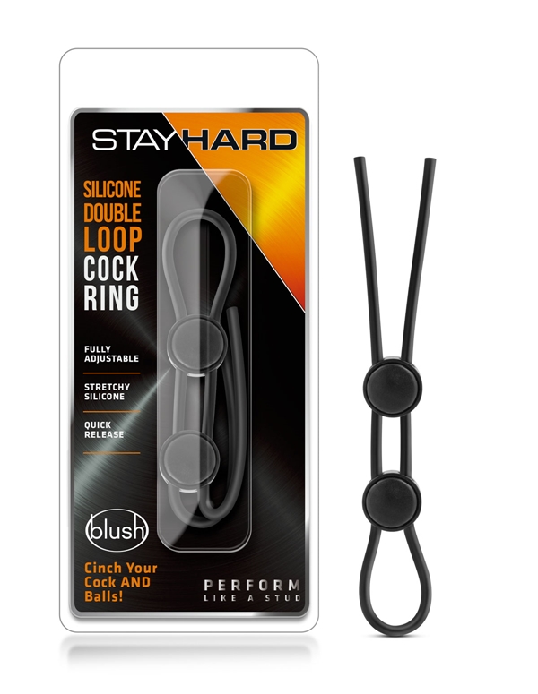 Stay Hard- Silicone Double Loop Cock Ring ALT3 view Color: BK