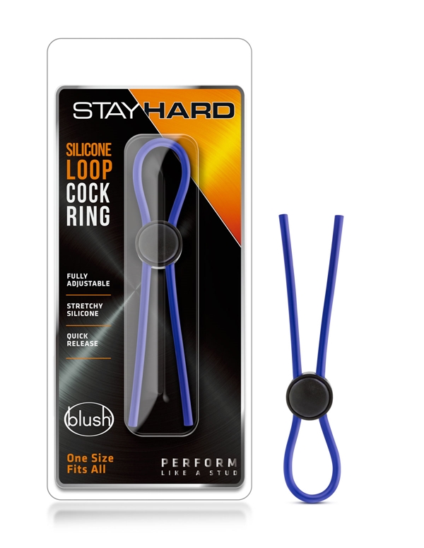 Stay Hard- Silicone Loop Cock Ring ALT3 view Color: BL