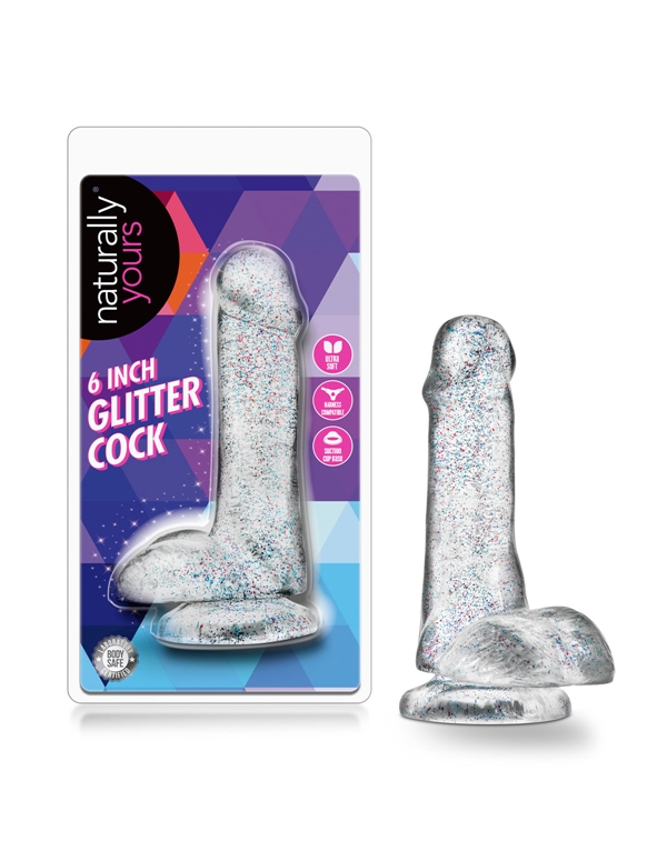 Naturally Yours 6In Glitter Cock ALT8 view Color: CL