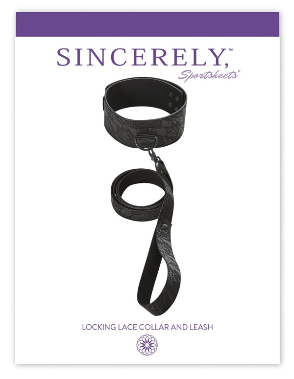 SINCERELY LOCKING LACE COLLAR & LEASH ALT view Color: BK