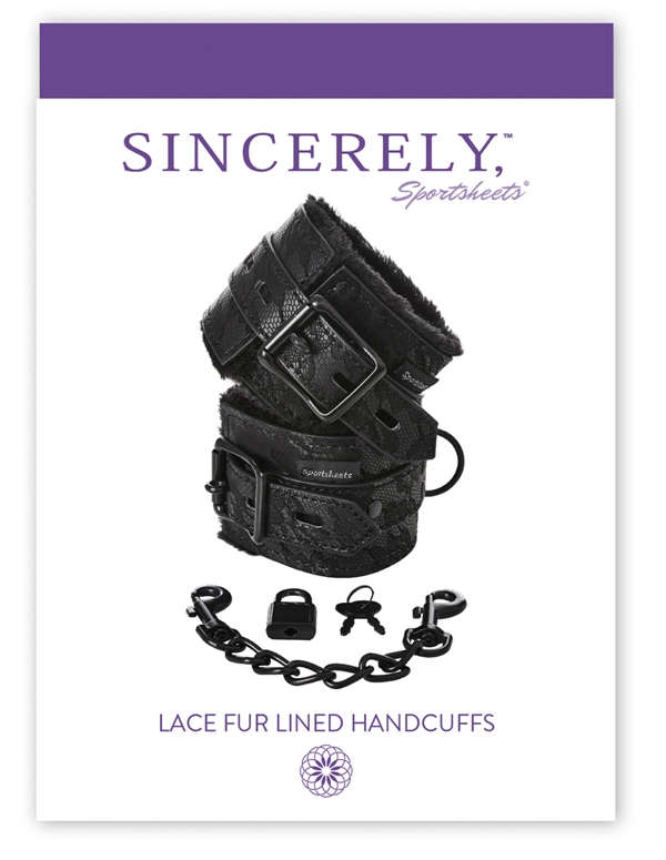 Sincerely Lace Fur Lined Handcuffs ALT view Color: BK