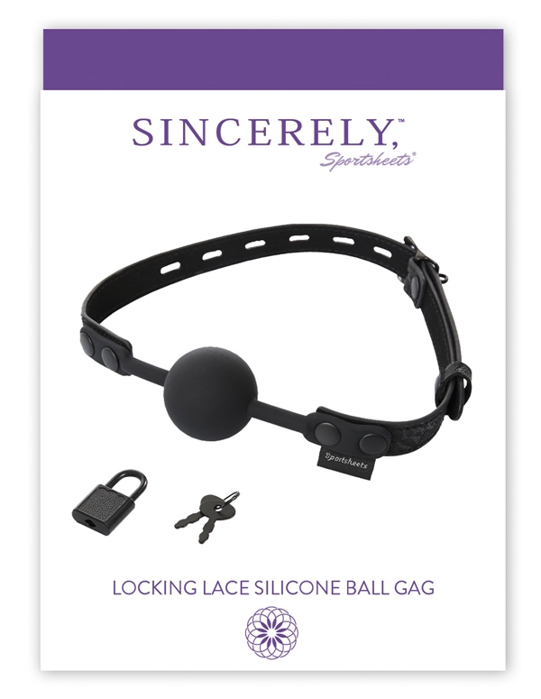 Sincerely Locking Lace Silicone Ball Gag ALT view Color: BK