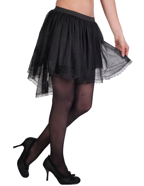 Two Layer Mesh W/Lace Tulle default view Color: BK