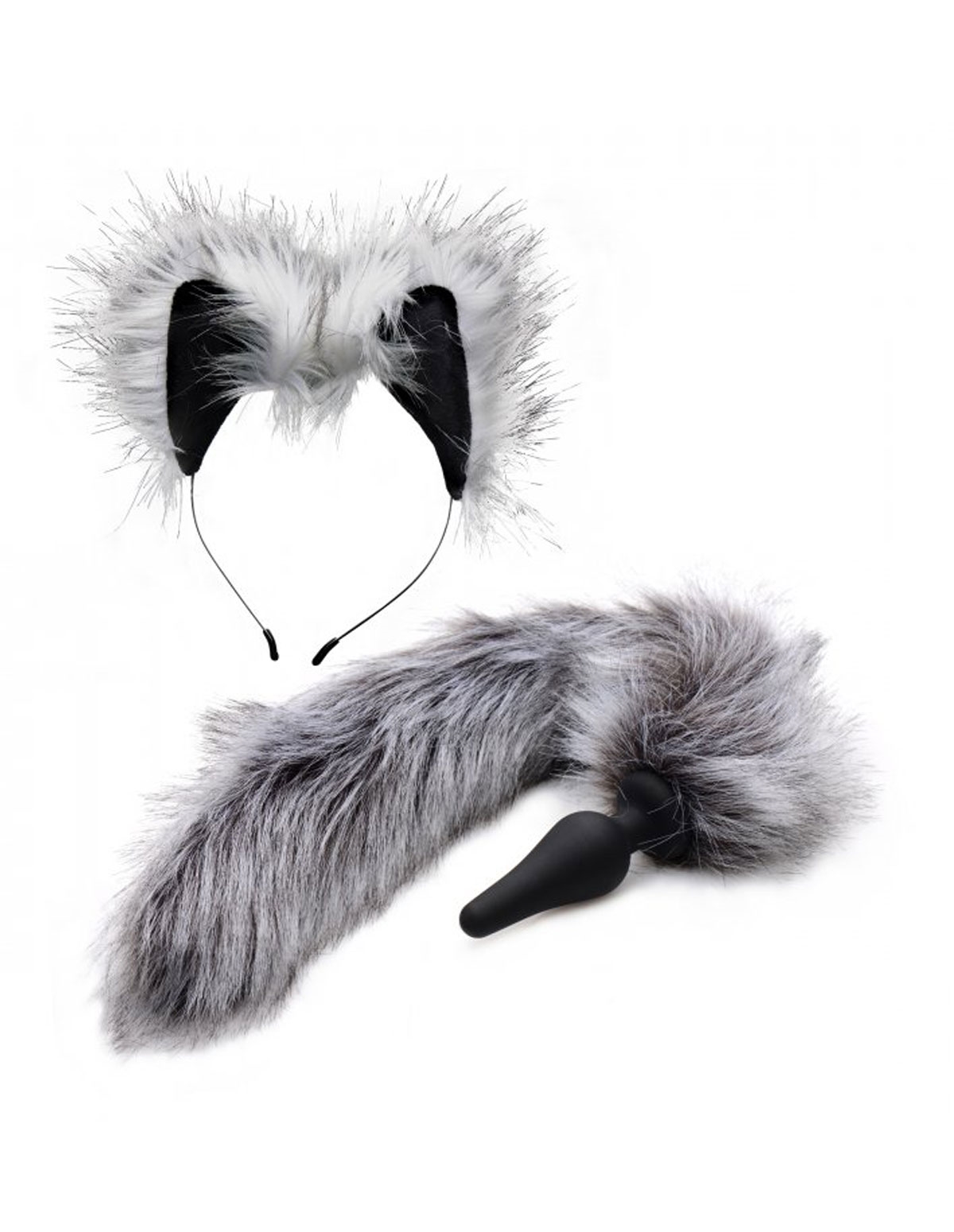 alternate image for Tailz Grey Wolf Anal Plug And Ears Set
