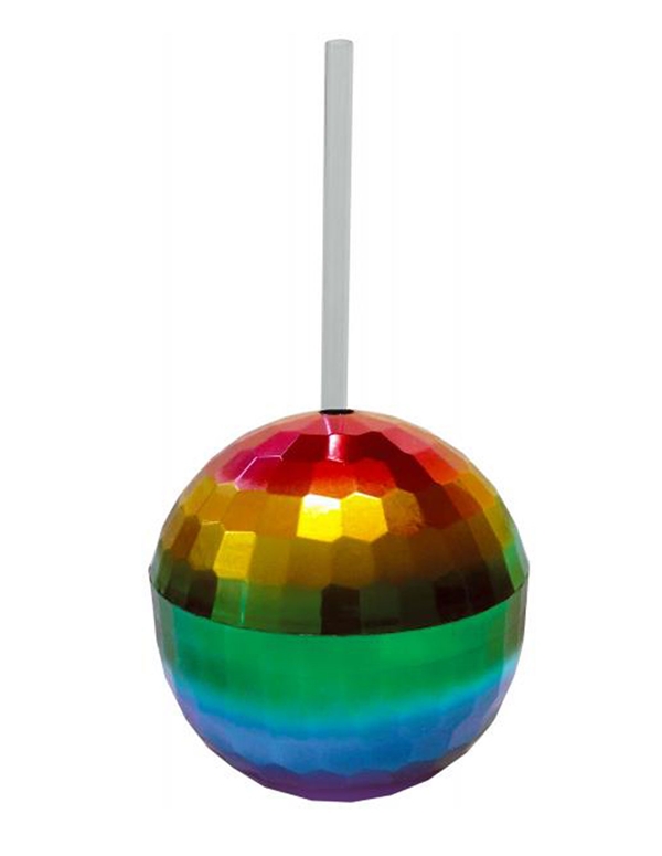 Rainbow Disco Ball Cup With Straw default view Color: RW