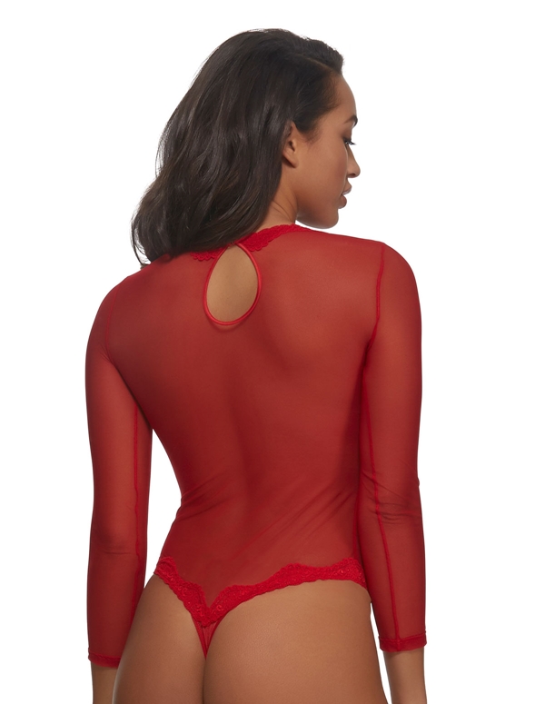 Nissa Mesh And Lace Teddy ALT view Color: RD