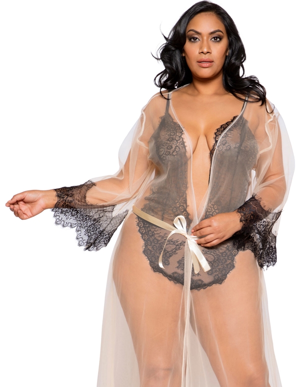 Barely There Long Sheer Robe default view Color: NBK