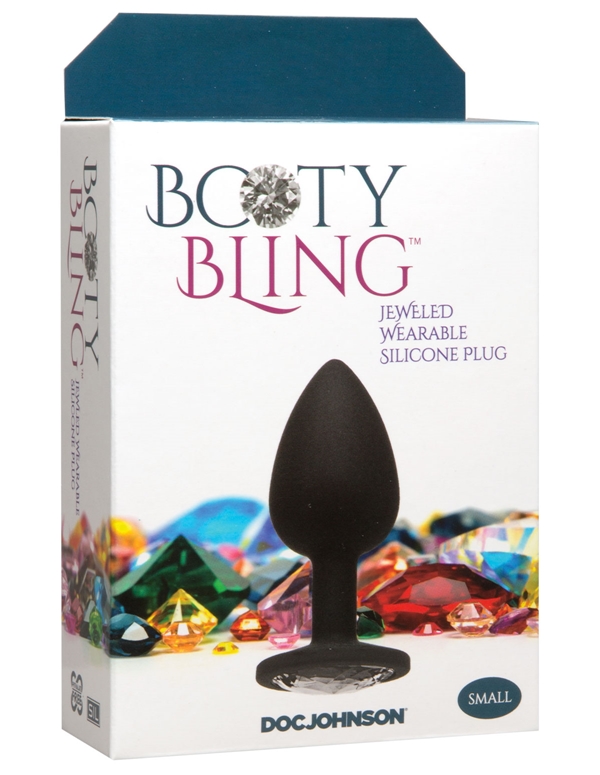 Booty Bling Silver Jeweled Silicone Plug ALT2 view Color: BKS