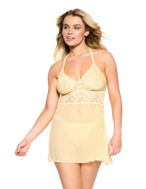 Renee Lace & Mesh Babydoll default view Color: PBN