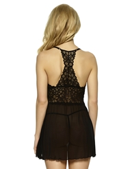 Alternate back view of RENEE LACE & MESH BABYDOLL