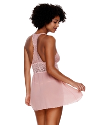 Alternate back view of RENEE LACE & MESH BABYDOLL