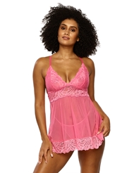 Additional  view of product SARAH LACE & MESH BABYDOLL with color code PPO