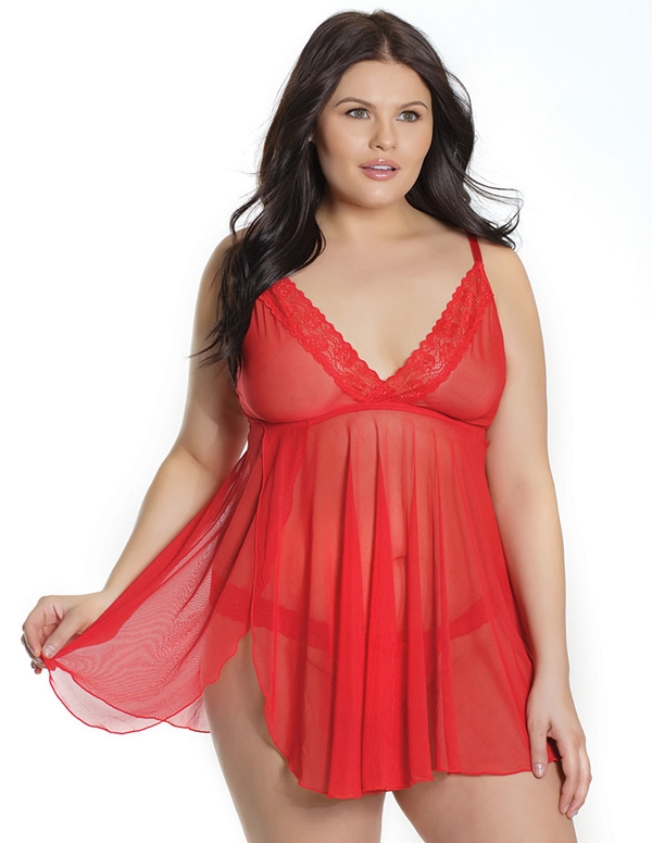 Lady In Red Plus Size Babydoll default view Color: RD