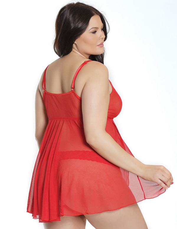 Lady In Red Plus Size Babydoll ALT view Color: RD
