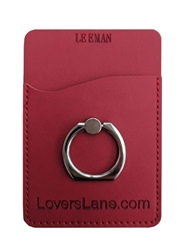Front view of CELL PHONE WALLET WITH RING STAND - RED