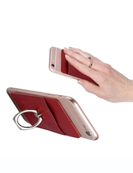 Alternate back view of CELL PHONE WALLET WITH RING STAND - RED