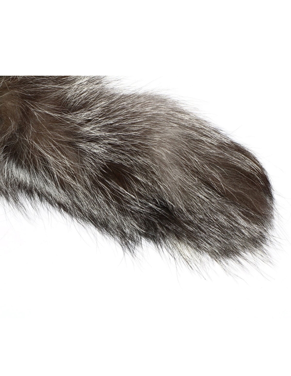 Indigo Fox Fur Cat Tail On Detachable Steel Plug ALT2 view Color: ANM