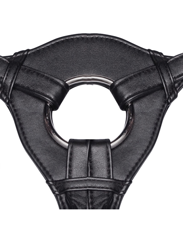 Lux Fetish Faux Leather Strap-On Harness ALT3 view Color: BK