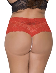 Additional  view of product LACE & OPEN CROTCH PEARL STRING BOYSHORT with color code RD