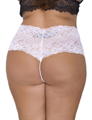 Additional  view of product LACE & OPEN CROTCH PEARL STRING BOYSHORT with color code WH