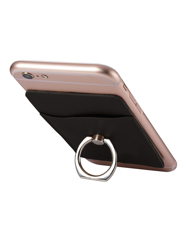 Cell Phone Wallet With Ring Stand - Black ALT view Color: BK