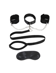 Additional  view of product LUX FETISH COLLAR CUFFS AND LEASH SET with color code BK