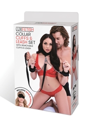 Alternate back view of LUX FETISH COLLAR CUFFS AND LEASH SET