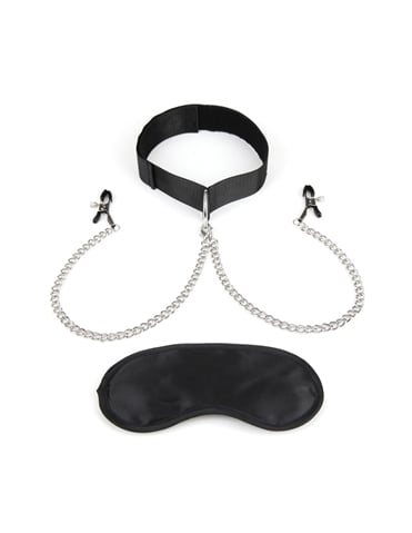 LUX FETISH COLLAR AND NIPPLE CLAMPS - LF1806-04114