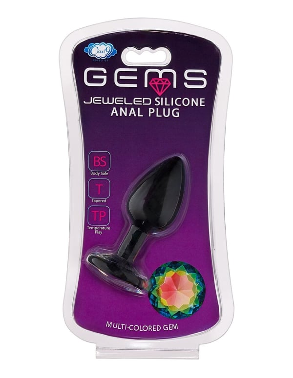 Gems Jeweled Silicone Anal Plug - Small ALT2 view Color: RWB