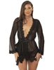 Additional BLACK view of product PROVENCE EYELASH LACE ROBE with color code BK