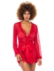 Additional RED view of product PROVENCE EYELASH LACE ROBE with color code RD