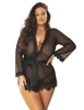 Additional BLACK view of product PROVENCE EYELASH LACE ROBE with color code BK