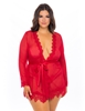 Additional RED view of product PROVENCE EYELASH LACE ROBE with color code RD