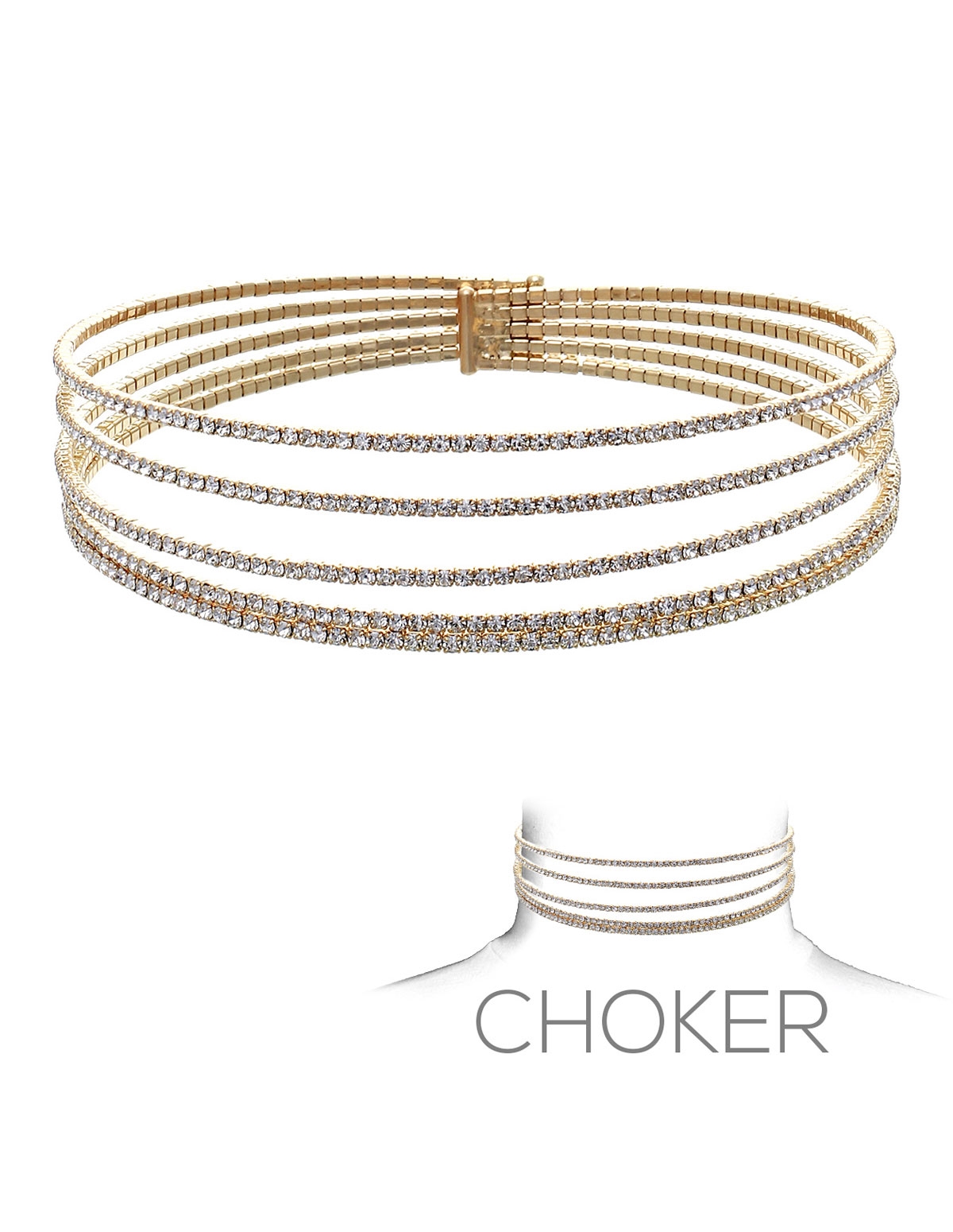 alternate image for 5 ROW RHINESTONE WIRE CHOKER