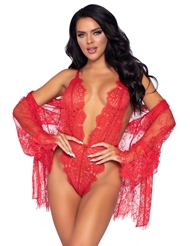 Additional  view of product FLORAL LACE TEDDY AND ROBE with color code RD