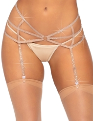 Additional  view of product STRAPPY ELASTIC RHINESTONE GARTER BELT with color code NU
