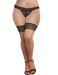 Alternate back view of LACE TOP CUBAN HEEL THIGH HIGH