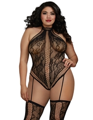 Additional  view of product FLORAL AND CUT OUTS TEDDY BODY STOCKING with color code BK
