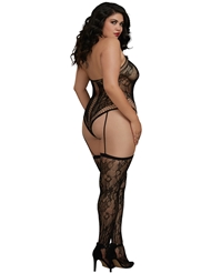 Alternate back view of FLORAL AND CUT OUTS TEDDY BODY STOCKING