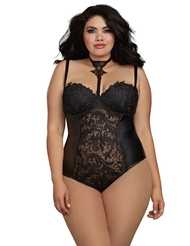 Front view of VENICE LACE TEDDY W/CHOKER