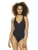 Additional BLACK view of product MODAL HALTER BODYSUIT W/CRISS-CROSS BACK with color code BK