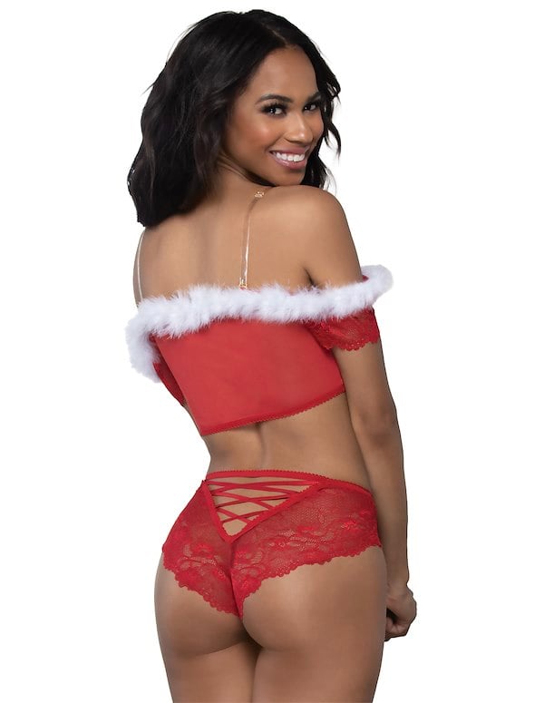 NAUGHTY OR NICE BRALETTE AND PANTY SET ALT1 view Color: RWH
