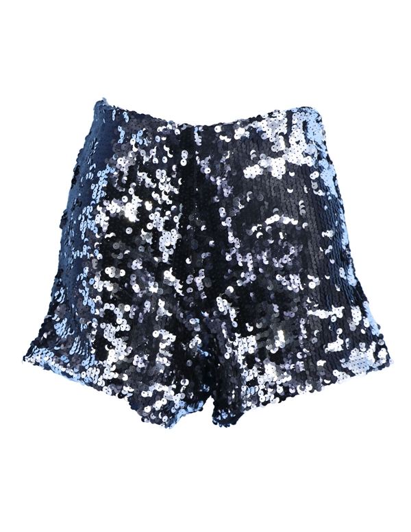 Sequin Shorts With Zipper ALT2 view Color: BKS